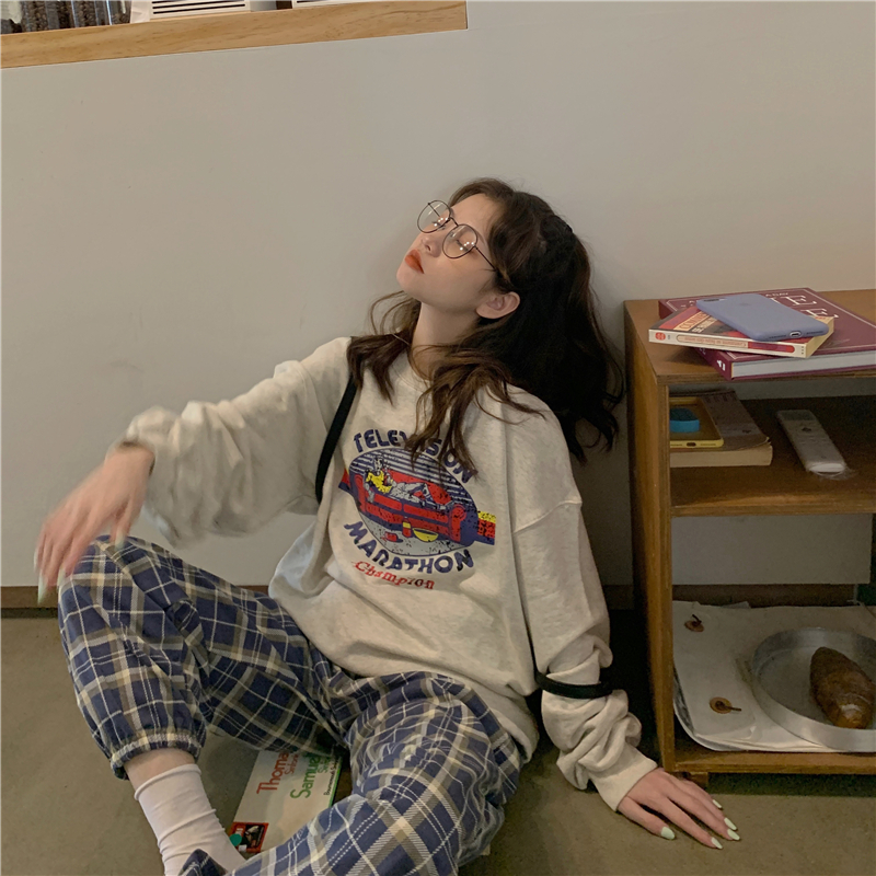 Women Korean Cartoon Letter Printed Ulzzang Sweater | BigBuy360 - bigbuy360.vn