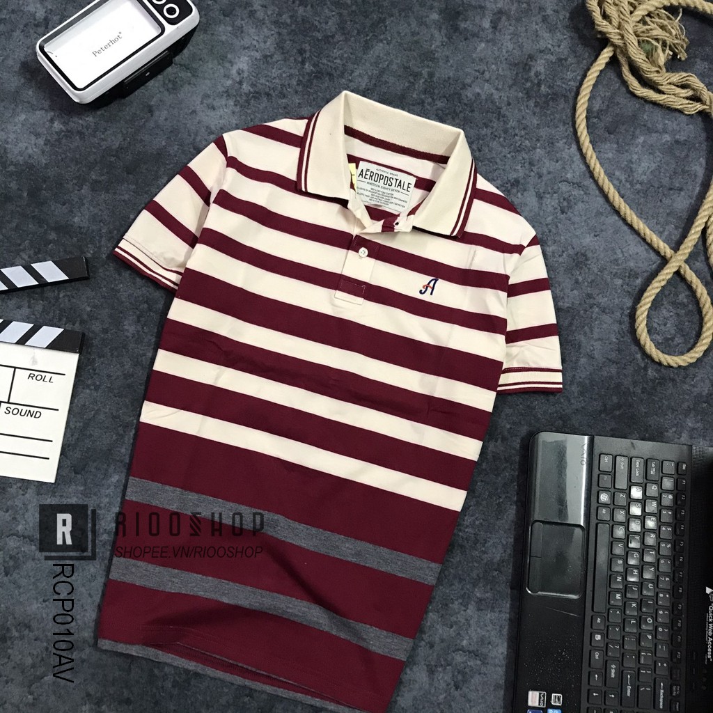 Áo phông nam trung niên đẹp kẻ sọc ngang AE cotton cao cấp RCP010AV - áo polo nam form rộng Riooshop | BigBuy360 - bigbuy360.vn