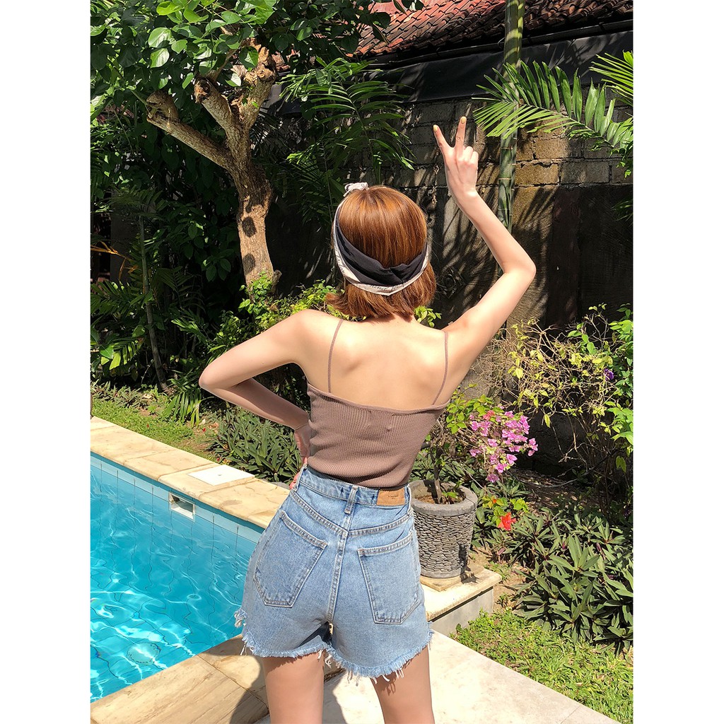 Áo hai dây dệt kim full màu