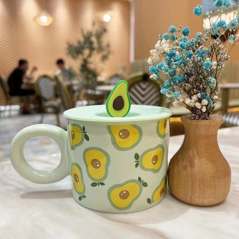 Cốc Uống Nước Bằng Sứ Có Nắp Đậy Dễ Thương Xinh Xắn Ttm206