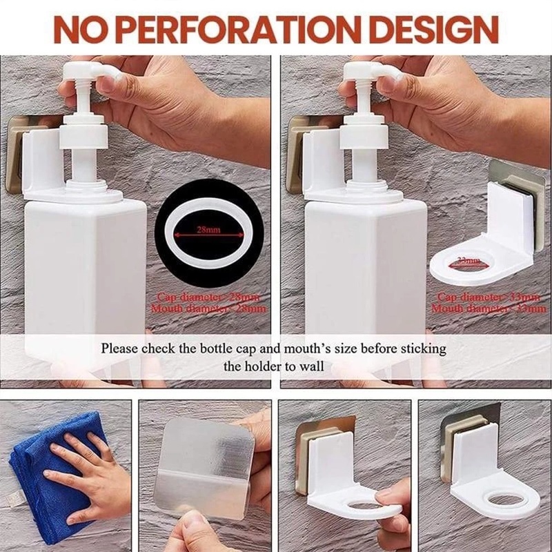 Giá Đỡ Chai Xà Phòng Gắn Tường Tự Dính Tiện Dụng Và Bền