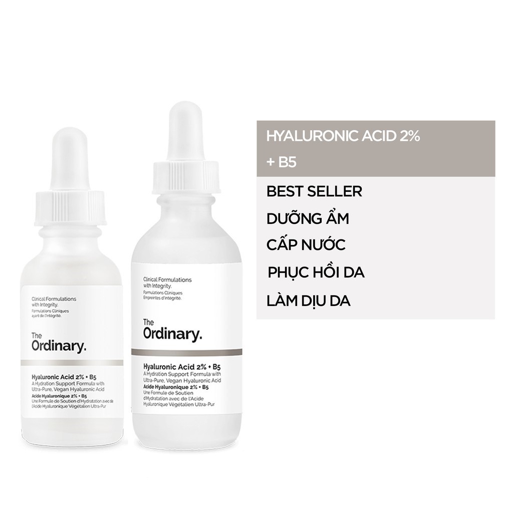 Paula's Choice BHA 2% + Serum The Ordinary Hyaluronic Acid 2% + B5 - COMBO giảm mụn ẩn và căng bóng da