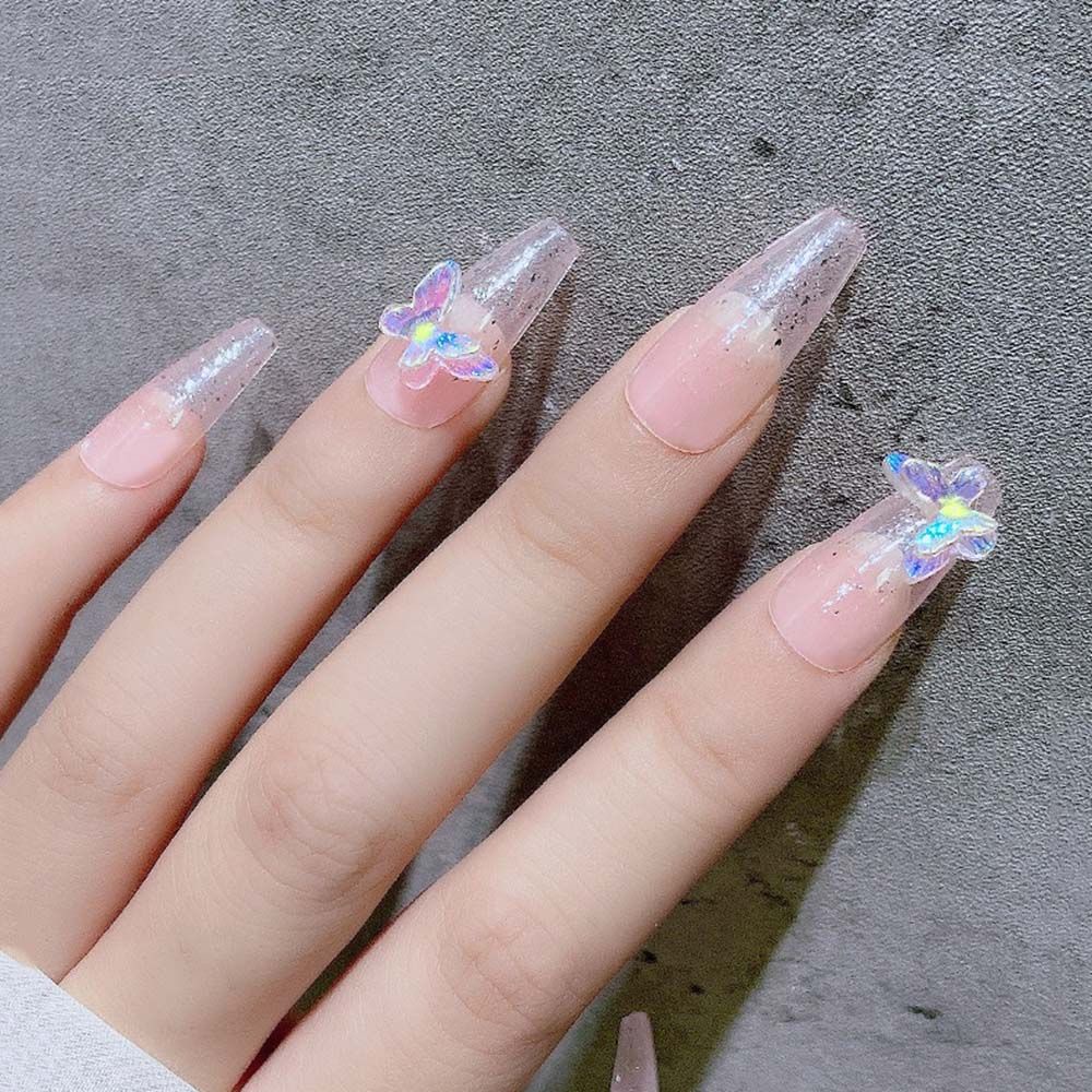 [Hàng mới về] Hạt phụ kiện trang trí móng tay hình bướm bằng nhựa resin nhiều màu sắc thời trang DIY