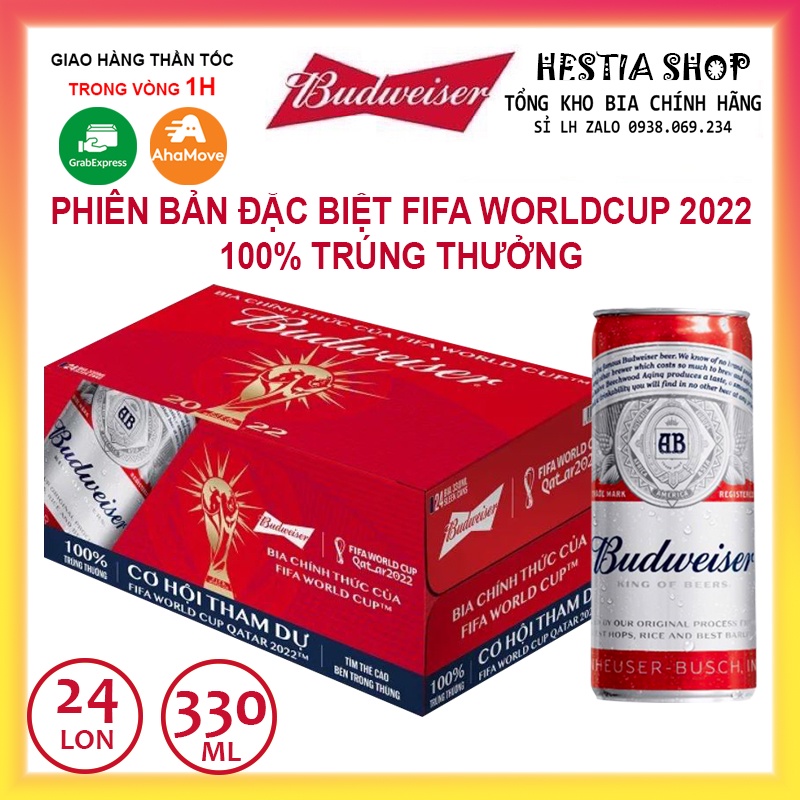 THÙNG BIA BUDWEISER 24 LON SLEEK 330ml