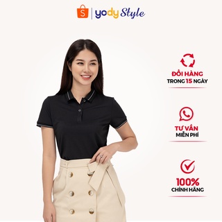 Áo polo cafe cổ bo kẻ viền nữ YODY áo cafe khử mùi, khử khuẩn thấm hút - APN3890