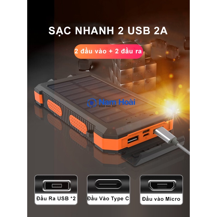 [HCM] Sạc dự phòng năng lượng mặt trời SOLAR CHARGER - sạc dự phòng tích hợp la bàn, đèn pin siêu sáng