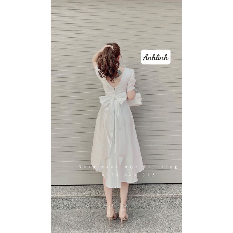 VÁY TRẮNG NGỌC NƠ LƯNG | BigBuy360 - bigbuy360.vn