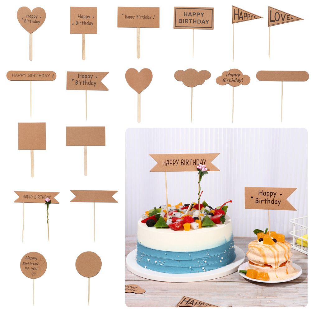 Set 6 que cắm trang trí bánh sinh nhật bằng giấy kraft DIY