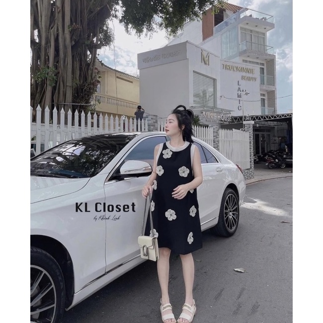 Đầm Đính Hoa dáng suông sát nách Hàng Cao Cấp
