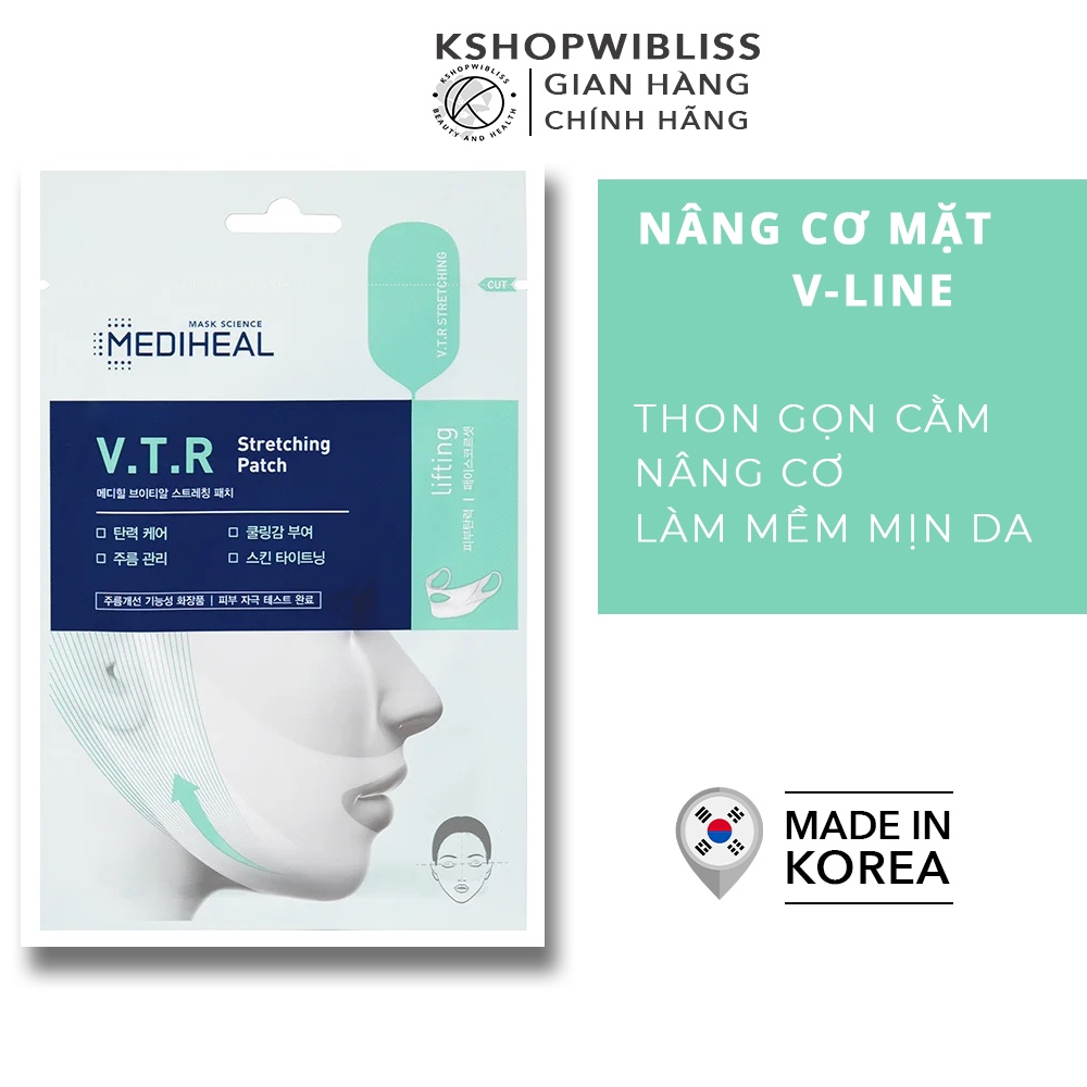 Mặt nạ nâng cơ mặt V-line, săn chắc, đánh bay mỡ má nọng cằm Mediheal V.T.R Stretching Patch 23ml