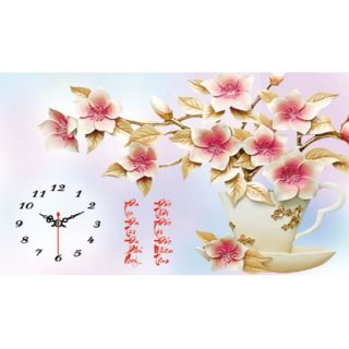 Tranh thêu chữ thập Đồng hồ_ Bình Hoa 88972