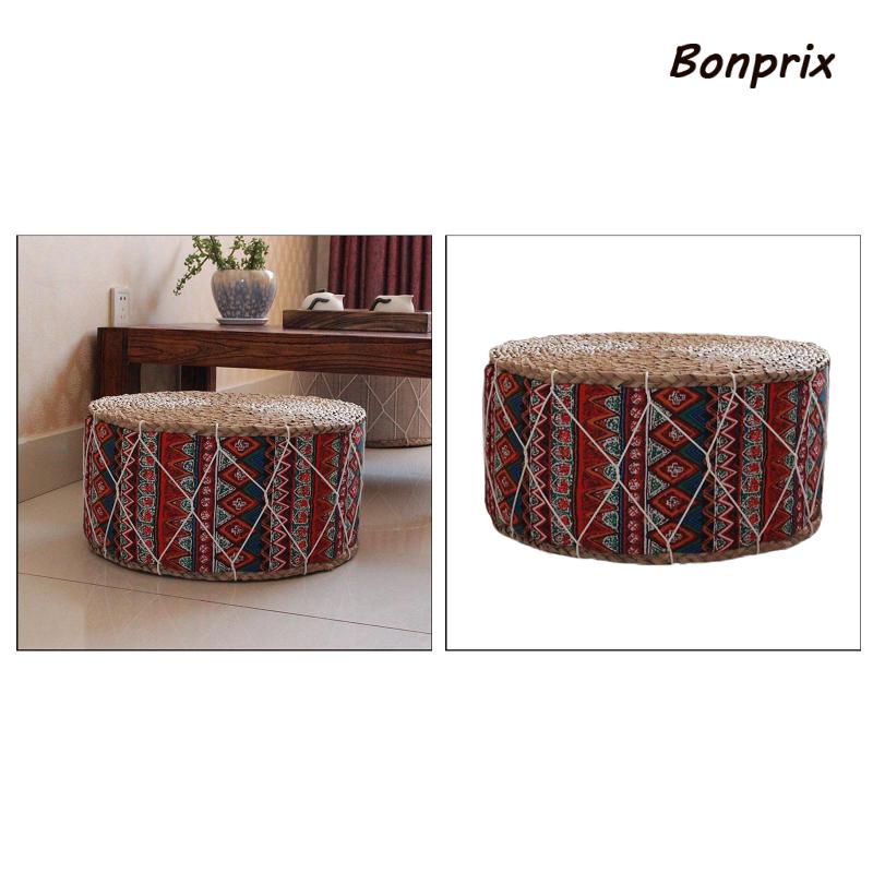 Gối Ngồi Thiền Bằng Rơm Handmade Màu Đỏ Phong Cách Bohemian