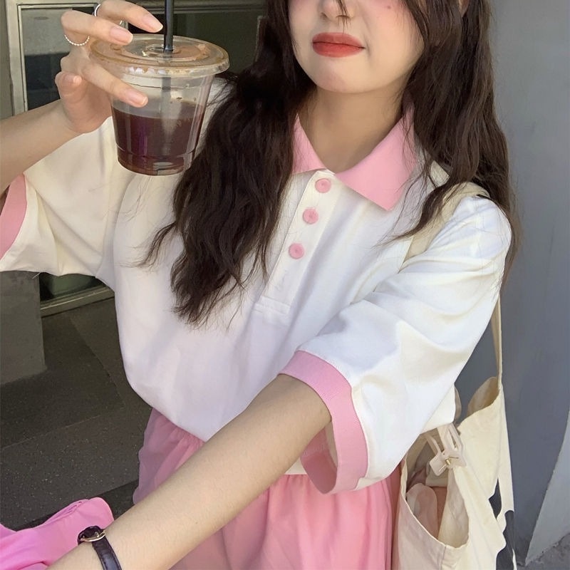 Set Áo Thun Ngắn Tay Cổ Tròn + Quần Short Ống Rộng Thời Trang Nữ