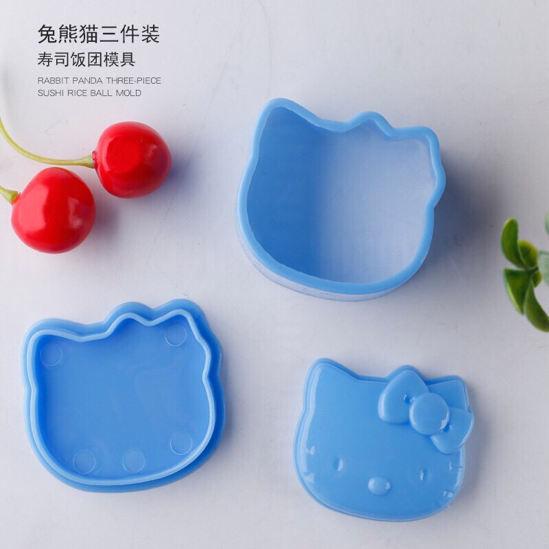 Bộ 3 khuôn cơm bento ép cơm tạo hình thỏ gấu mèo, khuôn làm bánh, đậu hũ non, ép trứng cho bé ăn dặm ngon miệng