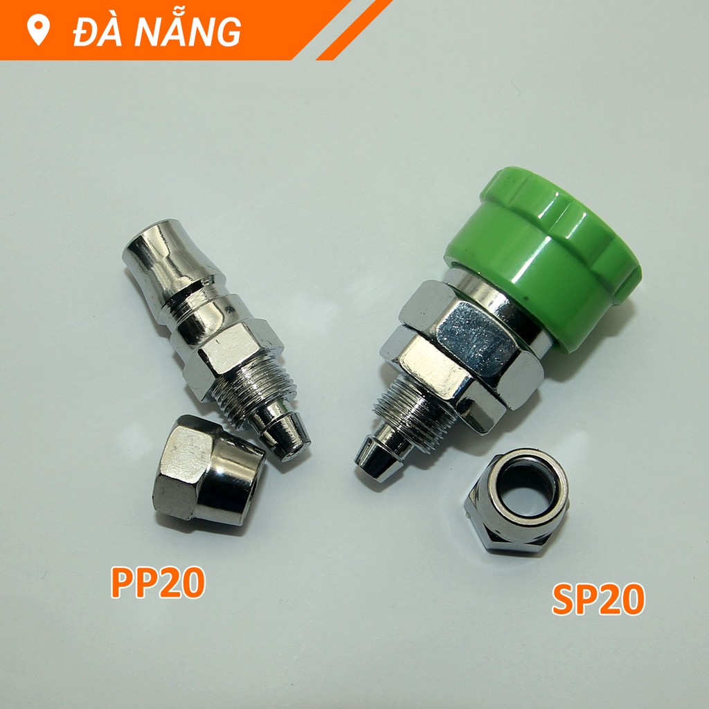 Đầu nối dây hơi thay nhanh Asak dạng đầu bi SP20 - PP20