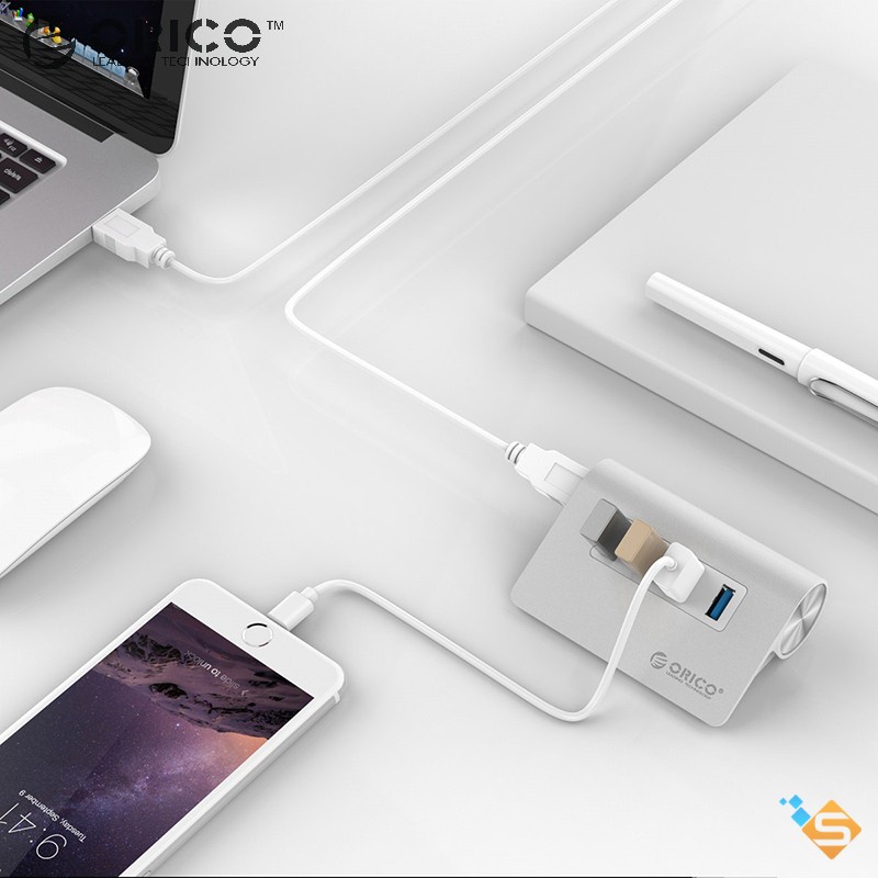 Bộ Chia Cổng USB HUB ORICO 4 Cổng USB 3.0 Có Chân Đế SHC-U3 - Bảo Hành Chính Hãng 1 Năm