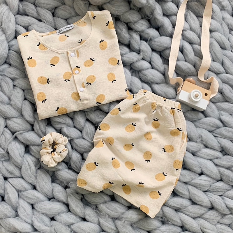 [Ảnh thật/Video]Set bộ đồ Hoạ Tiết Xinh Xắn Phong Cách ULZZANG Chất Liệu Vải Xô Thái Bộ Pijama Mặc Nhà cute hoạt hình