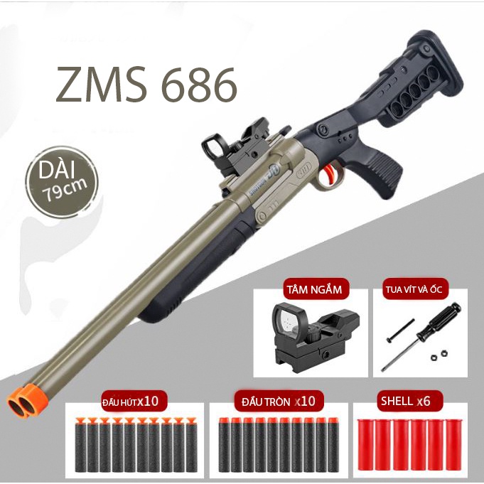 (HÀNG MỚI) Đồ chơi sung ban dan xốp kiểu nerf trẻ em ZM686 mẫu mới 2022 cực HOT (ZM686)