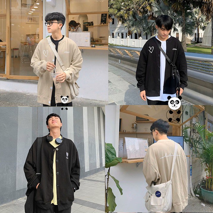 Áo khoác cardigan nam form rộng có nút chất liệu nỉ giữ ấm hay chống nắng thời trang thu đông