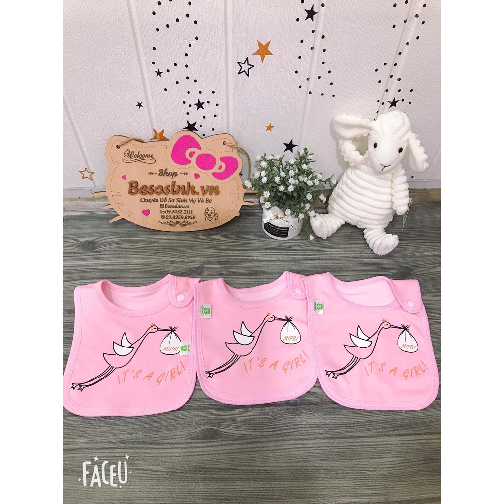 Set 3 Yếm Vuông MIPBI Cotton 100% Cho Bé