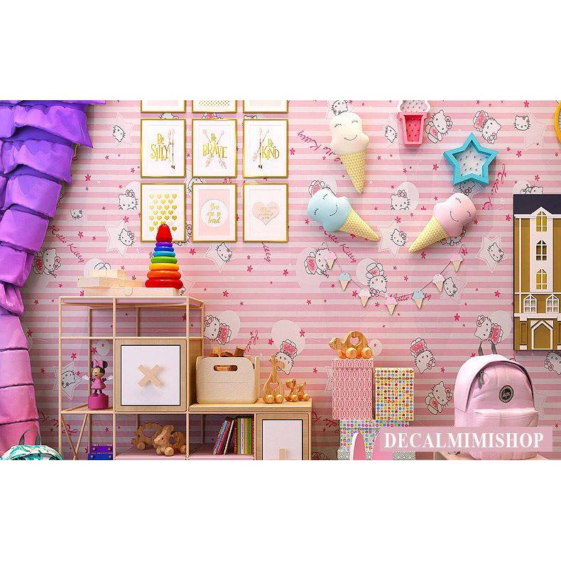 Combo 10m giấy dán tường Hello Kitty 002 có keo sẵn