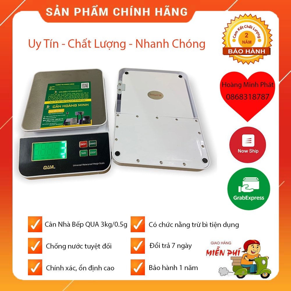 Cân nhà bếp QUA cân điện tử chống nước loại tối đa 5kg 3kg, có độ chính xác cao, dùng để cân thực phẩm