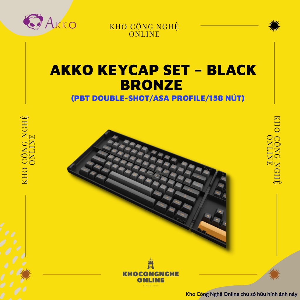 AKKO Keycap set – Black Bronze (PBT Double-Shot/ASA profile/158 nút)