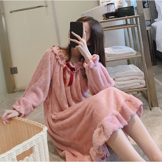 [ SIÊU XỊN ] #O2 Váy ngủ công chúa mùa đông flannel dài tay nhung dễ thương hàng ORDER TAOBAO