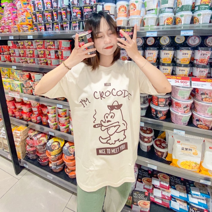 Áo thun Unisex tay lỡ cotton local brand HIDANZ - I'm Crocodile