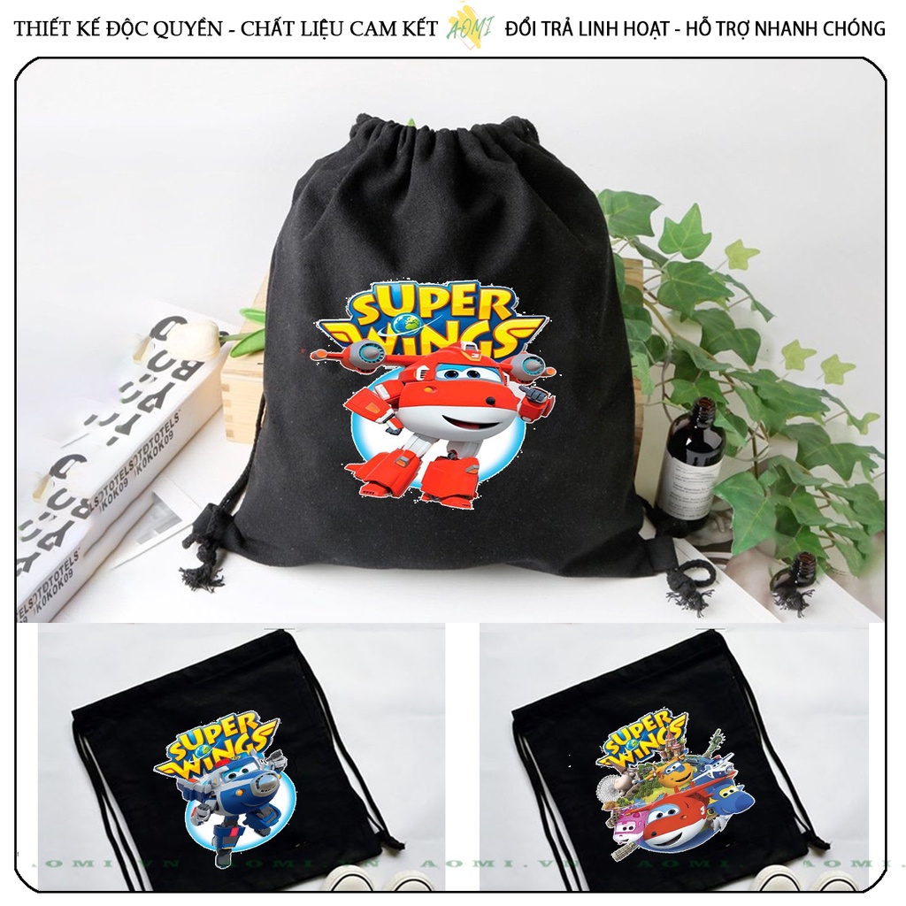 BALO MINI đội bay supper wing AOMIVN DÂY RÚT ĐEO VAI 33x38cm NHỎ XINH UNISEX CHẤT CANVAS CUTE TIỆN ÍCH DU LỊCH DẠO PHỐ