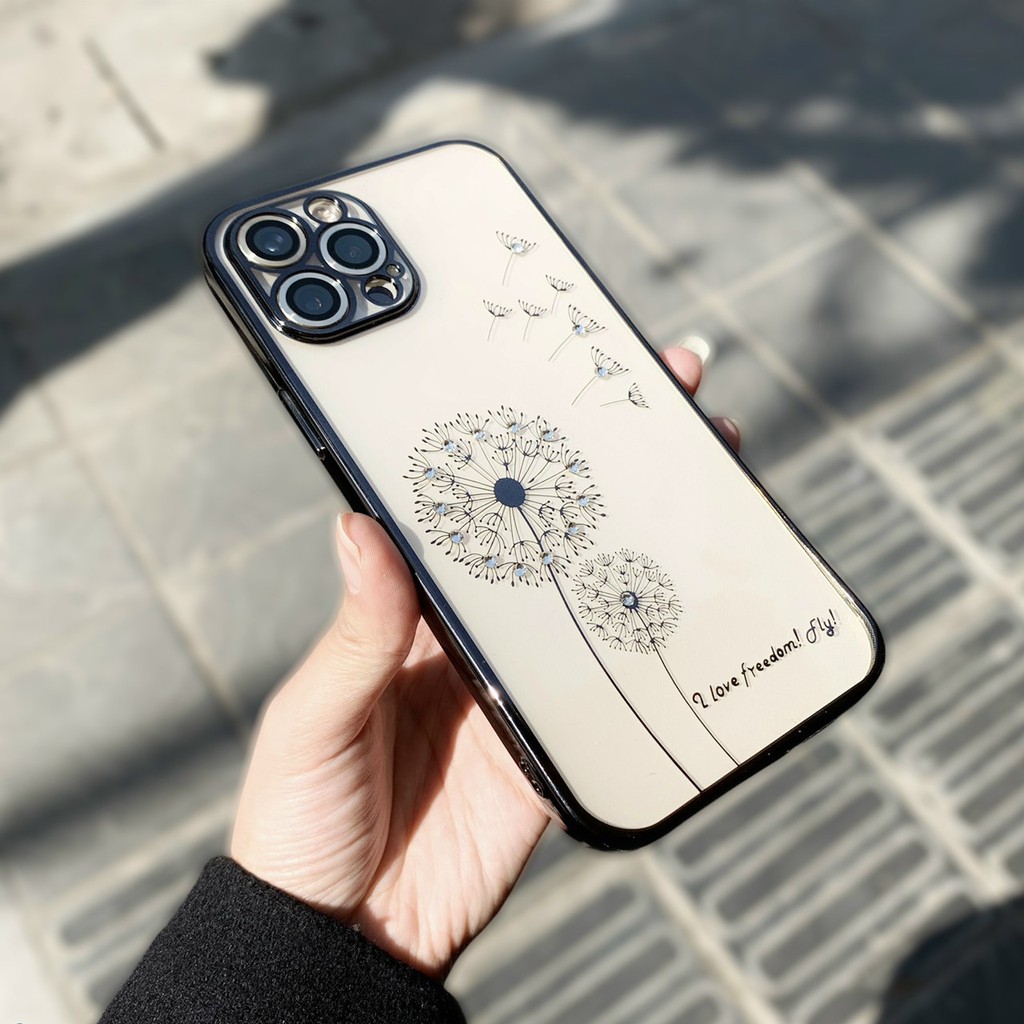 LIKGUS Ốp lưng [HOA BỒ CÔNG ANH ĐÍNH ĐÁ] iPhone 14 PLUS PRO/ MAX  Silicon trong viền màu
