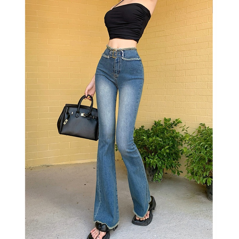 Quần Jeans Nữ Lưng Cao Ống Loe Thời Trang