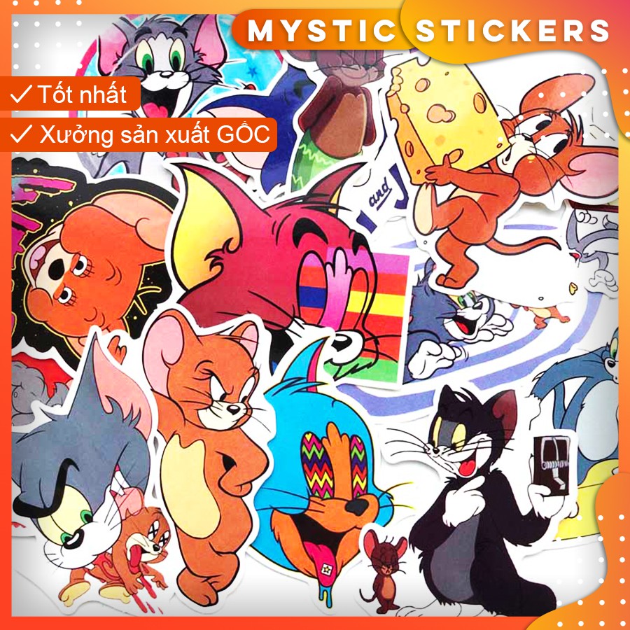 [TOM &amp; JERRY] 15 Sticker chống nước/ trang trí,dán xe laptop mũ bảo hiểm vali...