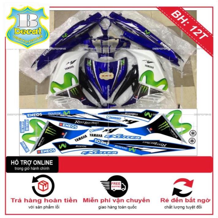 ( Quí khách vui lòng mang ra tiệm cho thợ dán ) Tem EX 2011 MOVISTAR TRẮNG XANH GP [Bi Decal]