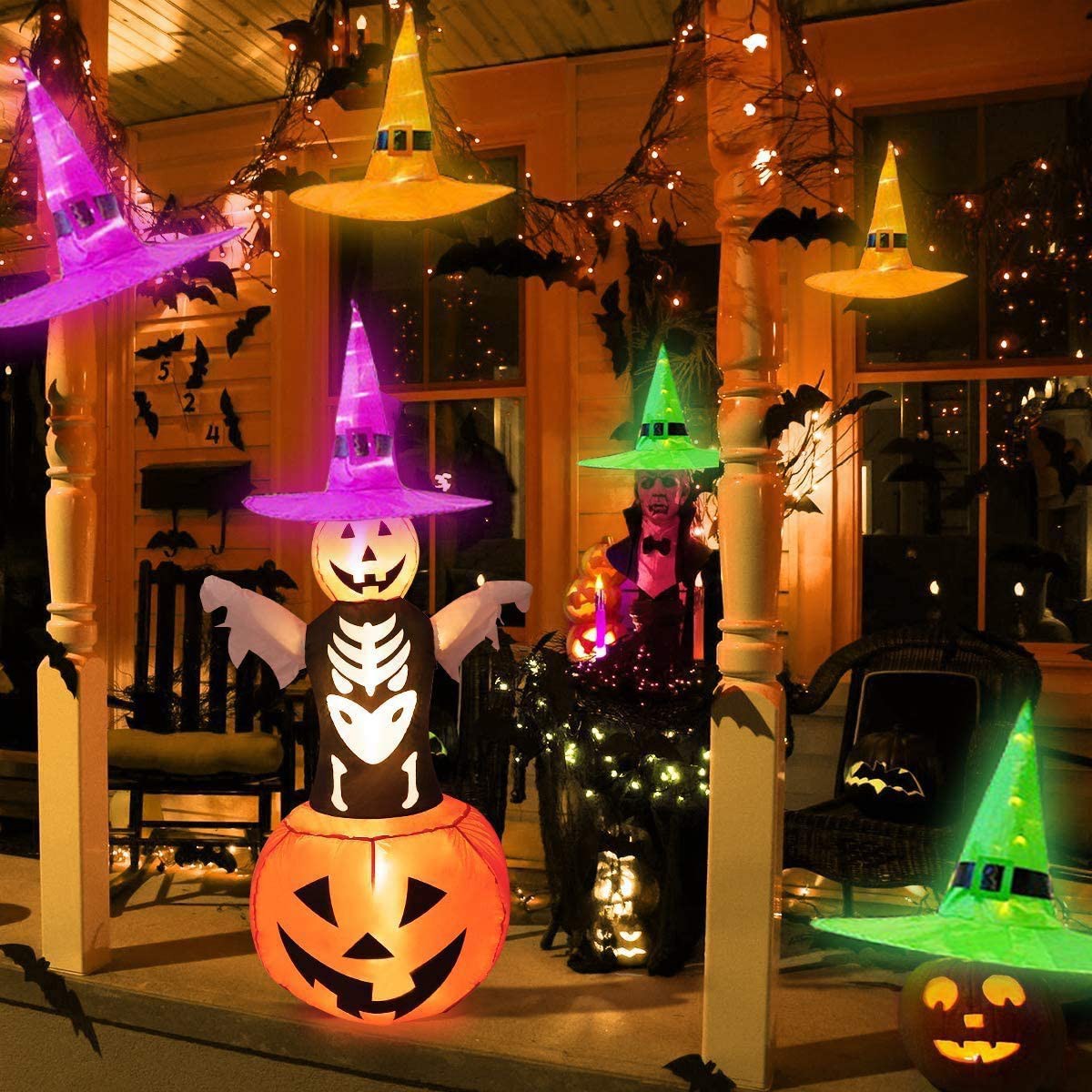 (Hàng Mới Về) Bộ 6 Mũ Phù Thủy Dạ Quang Trang Trí Halloween N6Vn