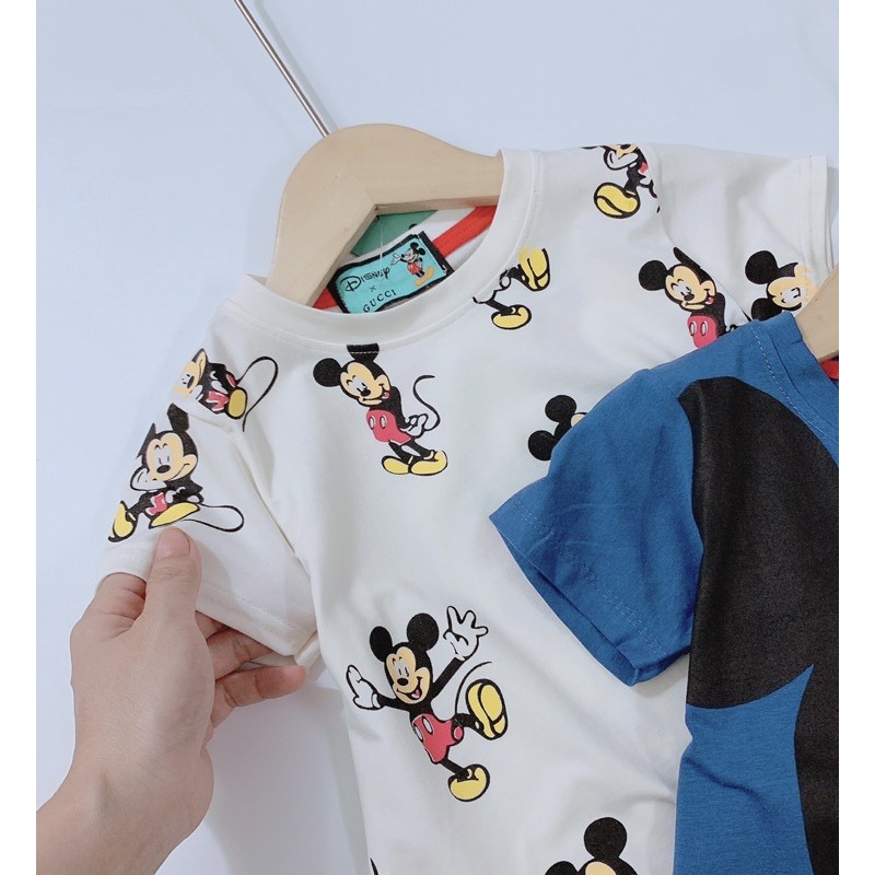 SET 2 ÁO MICKEY TRẮNG XANH CỘC TAY BÉ TRAI