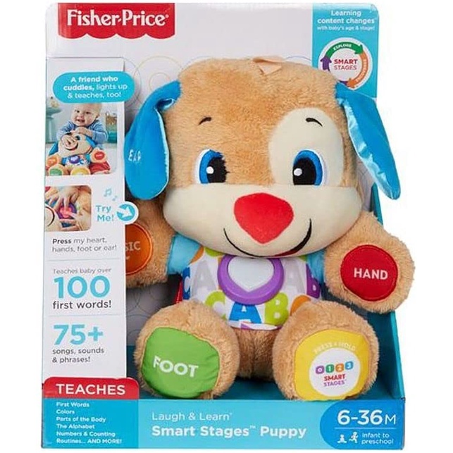 Đồ chơi Chó con thông minh tương tác hơn 75 bài nhạc, giai điệu Fisher-Price Laugh & Learn Smart Stages Puppy , Brown