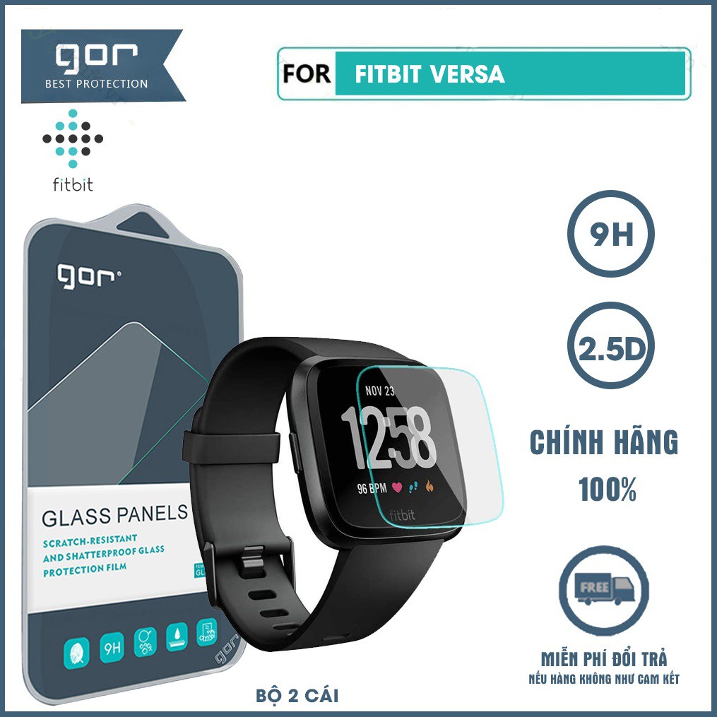 Kính cường lực đồng hồ Fitbit Versa chính hãng Gor trong suốt full màn hình bộ 2 chiếc