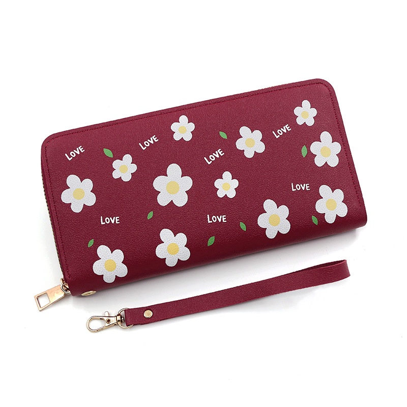 Ví Da Pu In Hoa Thời Trang Hàn Quốc