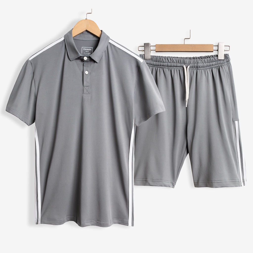 Bộ Thể Thao Nam Polo Cổ Bẻ Cotton Spandex Co Giãn Form Trẻ Trung - ROUGH