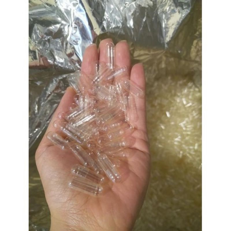 200 viên trong suốt, vỏ nang trong, vỏ con nhộng trắng trong size 0