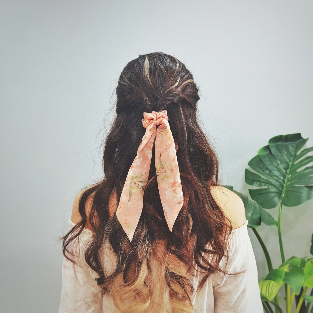 Dây Buộc Tóc Scrunchies AlittleMORE Ruy Băng Tơ Hoa Hàn Quốc Cao Cấp Nàng Thơ Dễ Thương Cột Tóc Đẹp