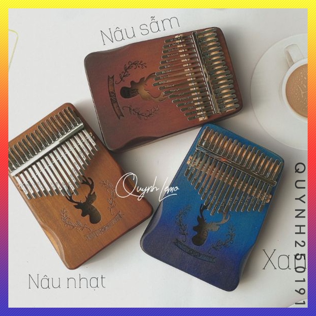 Đàn kalimba 17 phím Cega Nai Xanh gỗ manhogany cao cấp - tặng full phụ kiện và dây treo trang trí