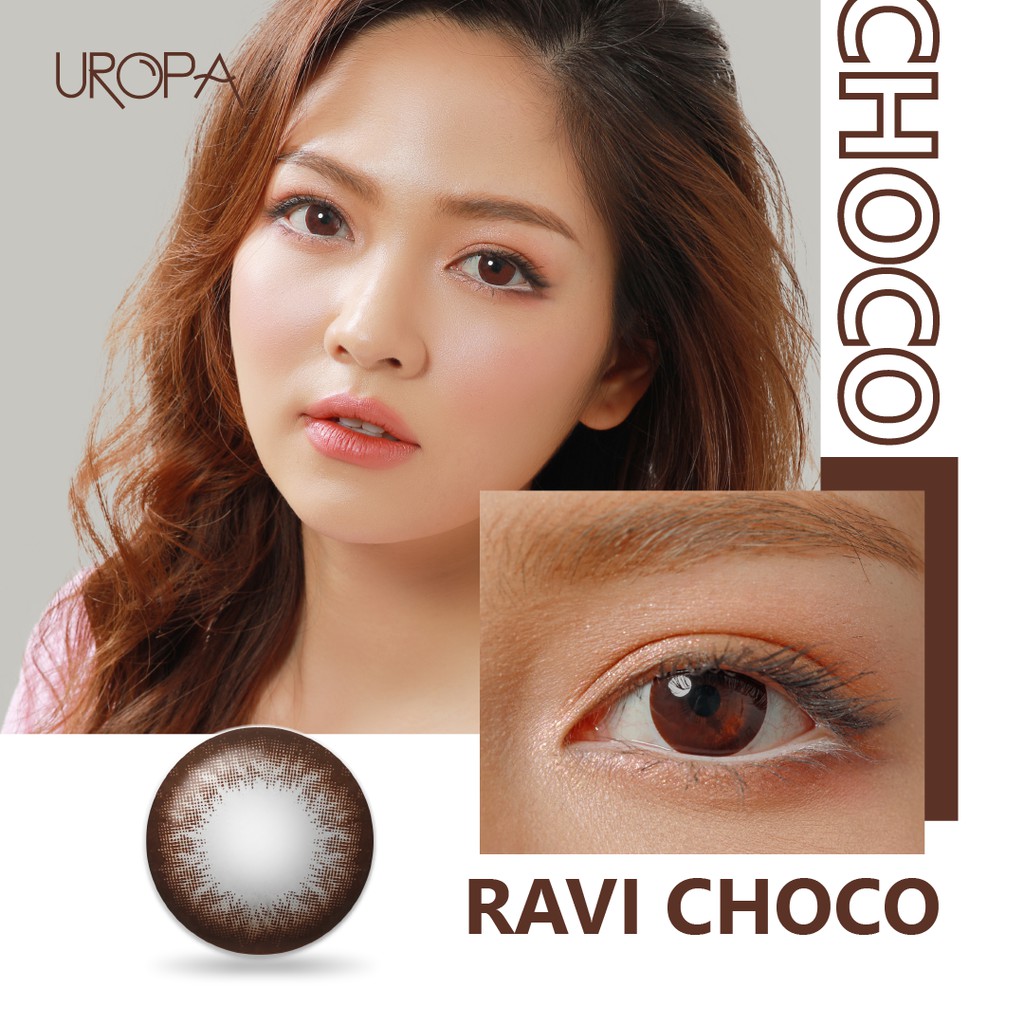 Kính áp tròng UROPA: Đeo được 24h/ngày, Ravi Choco (Màu nâu, 0.00 ~ 6.00 độ, 6 tháng)