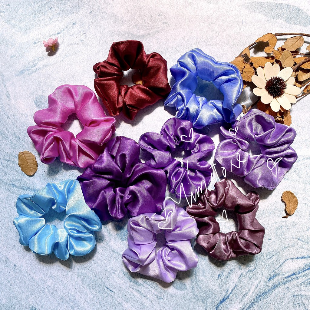 { Ảnh thật} SCRUNCHIES SATIN TÍM - CỘT TÓC NỮ XINH XẮN