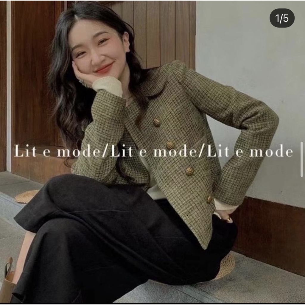 Áo blazer vải tweed sang chảnh