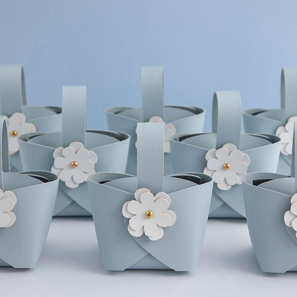 ELEGANT Bộ 5 Hộp Đựng Bánh Kẹo Bằng Da Có Tay Cầm Dùng Làm Quà Tặng Tiệc Tùng