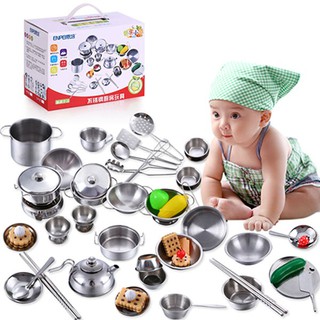 [Mã TOYFSS4 giảm 15k] BỘ ĐỒ CHƠI NẤU ĂN BẰNG INOX 40 MÓN CHO BÉ YÊU