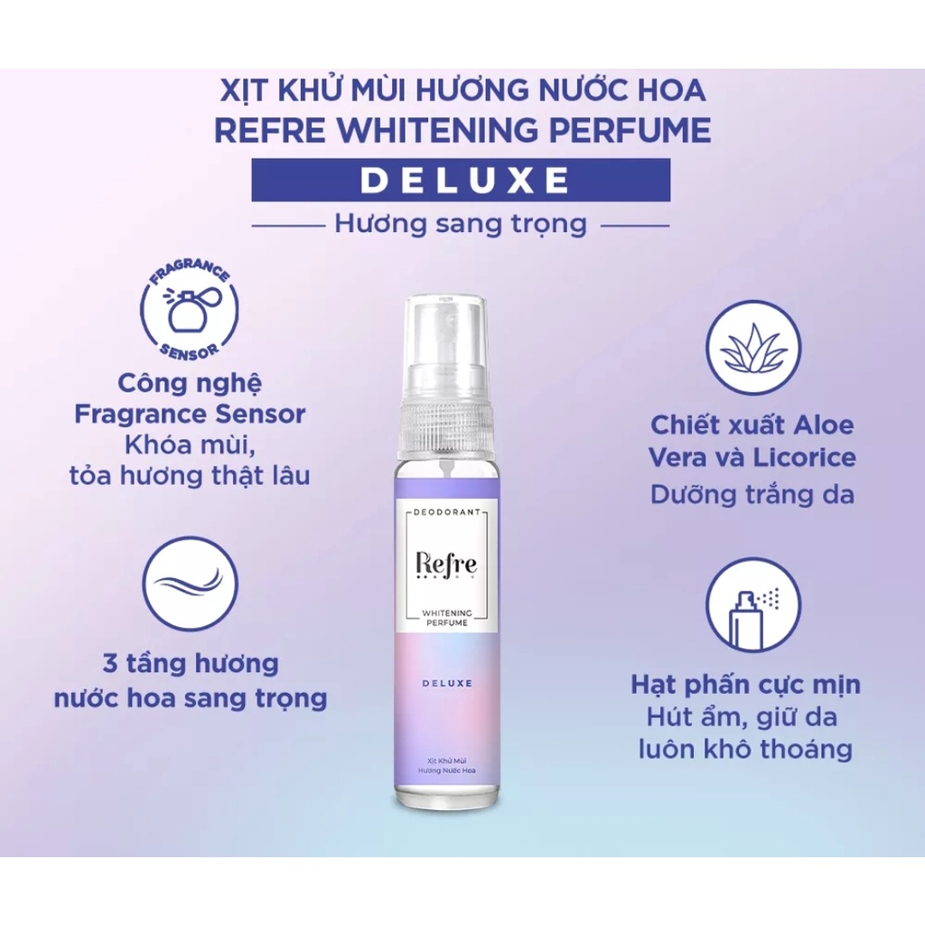 [Mẫu Mới]Xịt khử mùi Refre dưỡng trắng hương nước hoa Refre 30ml