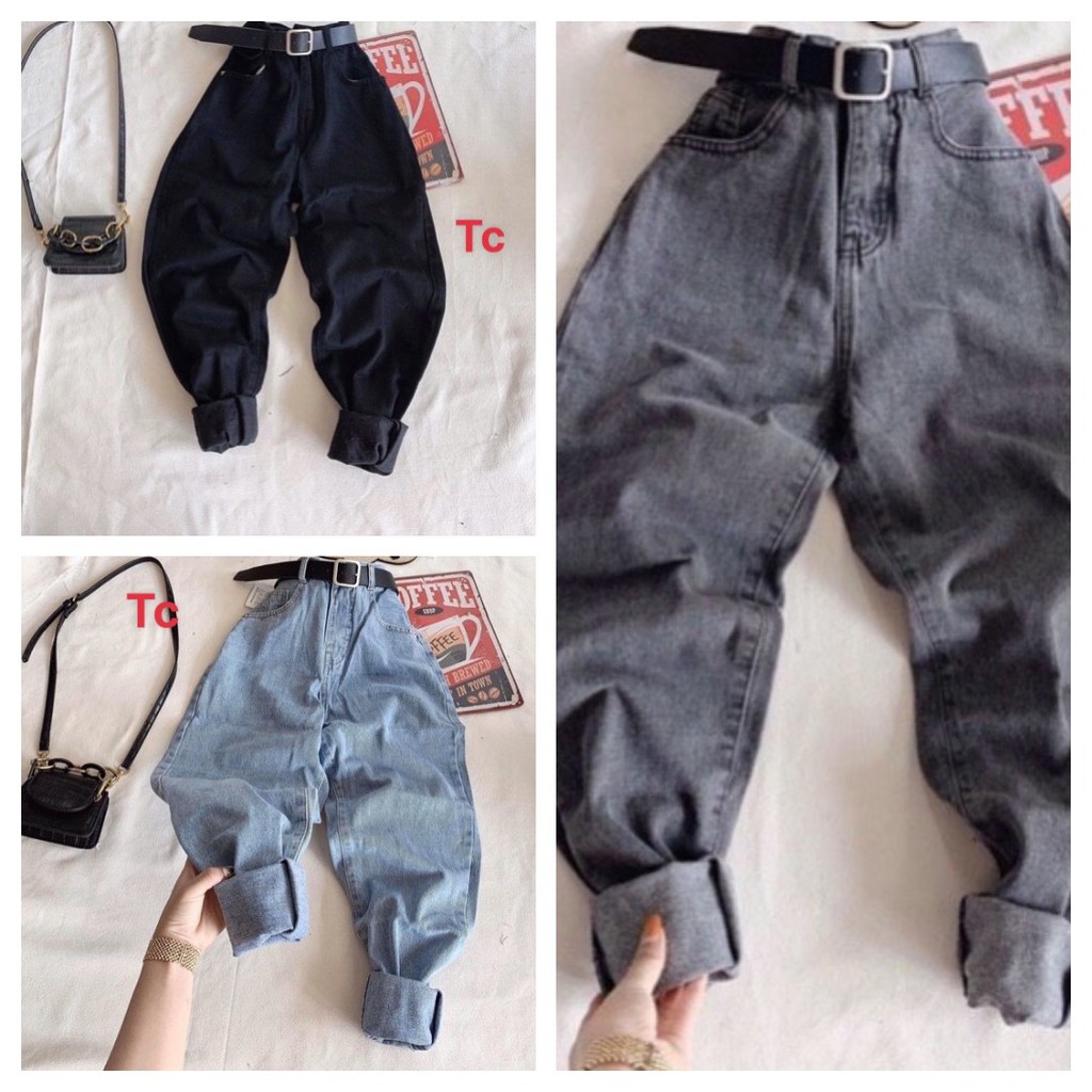 Quần jeans nữ dáng baggy họa tiết trơn chất liệu vải bò CAMA STORE Q01 | BigBuy360 - bigbuy360.vn